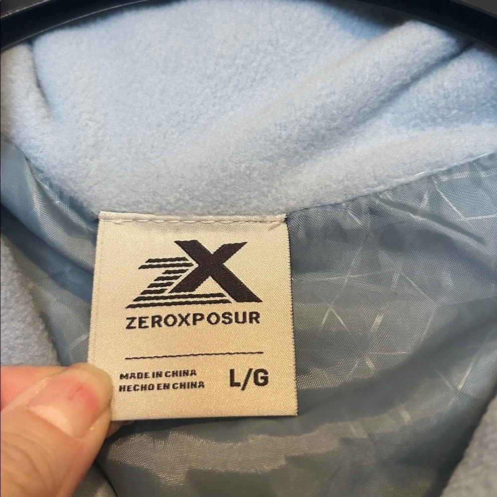 ZeroXposur Quilted Front Light Blue Jacket with Fleece Sleeves Size Large